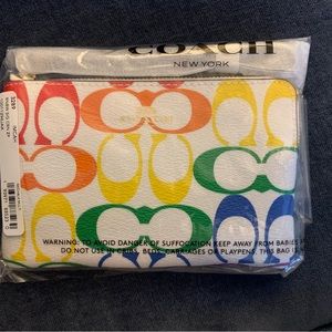 NWT Unopened Coach Pride Rainbow/Chalk Wristlet